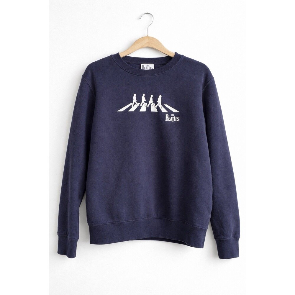 The Beatles Abbey Road Navy Blue‎ Fleece Crew Neck Graphic Sweatshirt Women’s SM